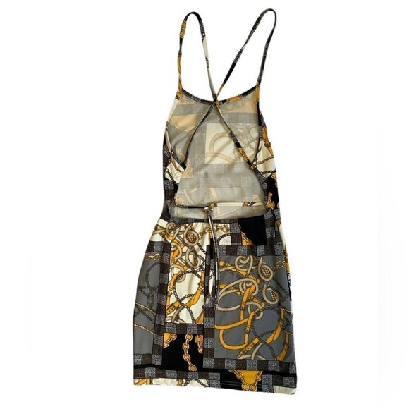 Revamped Chains and Belts  Backless Halter Mini Dress Ladies M - Picture 2 of 13